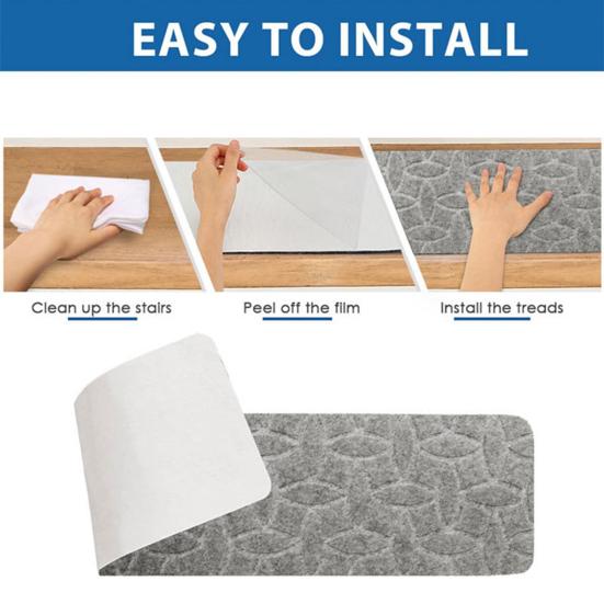 Нескользящий коврик для лестницы Самоклеящийся Прочный клей Простая установка Не требует резки Тиснение