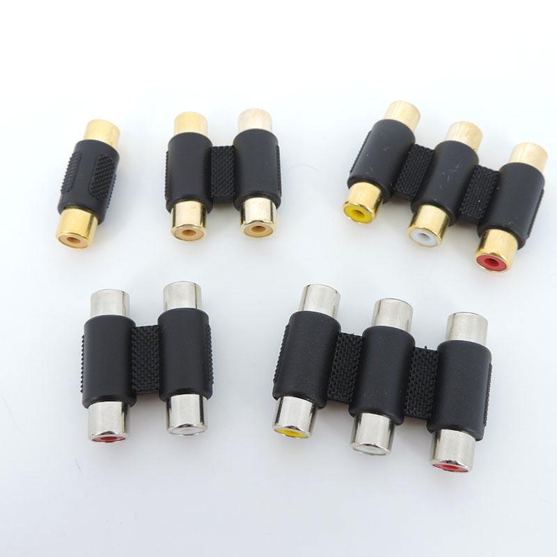 1pcs Audio Video Connector RCA 2rca 3rca Female To RCA 2rca 3rca Female AV Coupler Gold Plated Adapter Plug Socket Converter