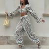 2026 spring new women's clothing, cross-border foreign trade Europe and the United States, fashion printing sexy ruffle edge top and trousers set