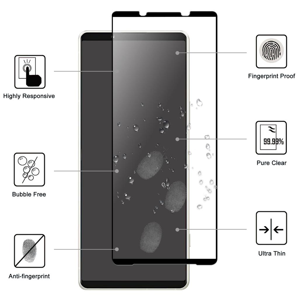 For Sony Xperia 10 V Black Edge Full Glue Screen Protector Anti-explosion Phone AGC Glass Film