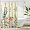 1Pc Herbs & Flowers Shower Curtain - Polyester, 71X71", 12 Hooks, Vibrant Botanical Design, Modern/Rustic Bathrooms