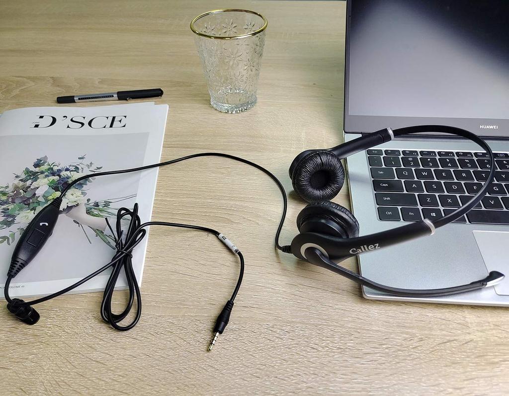 Headset for PC Binaural Mobile Phone Headphones with Noise Canceling Mic Compatible with Laptop Suitable for Web Work from Call Center Clear