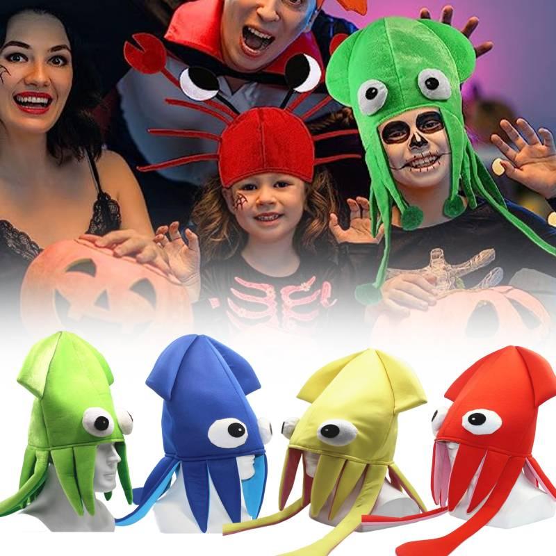 Шапка Кальмара из Бархата Jiaqi Настраиваемый Смешной Реквизит для Вечеринок для Выступлений и Косплея