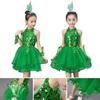 Green Sequin Children Ballet Dance Dress with Headwear Wristband Puffy Dress  Kids Girls