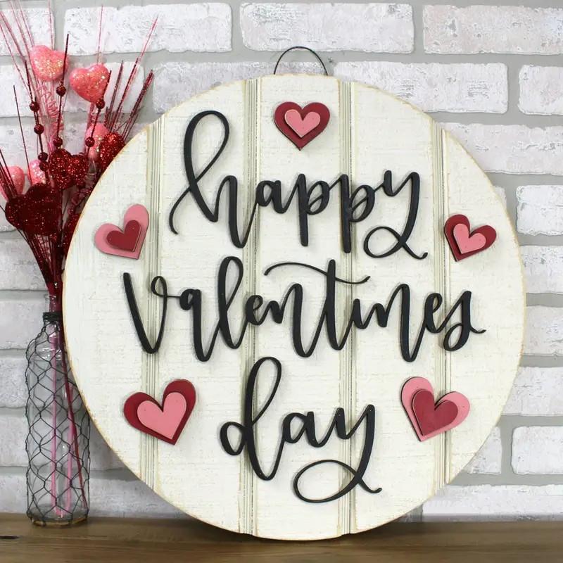 1 шт. Современная деревянная табличка на дверь с надписью «С Днем святого Валентина» — многофункциональный праздничный настенный декор с акцентами в виде сердца для использования дома и на улице