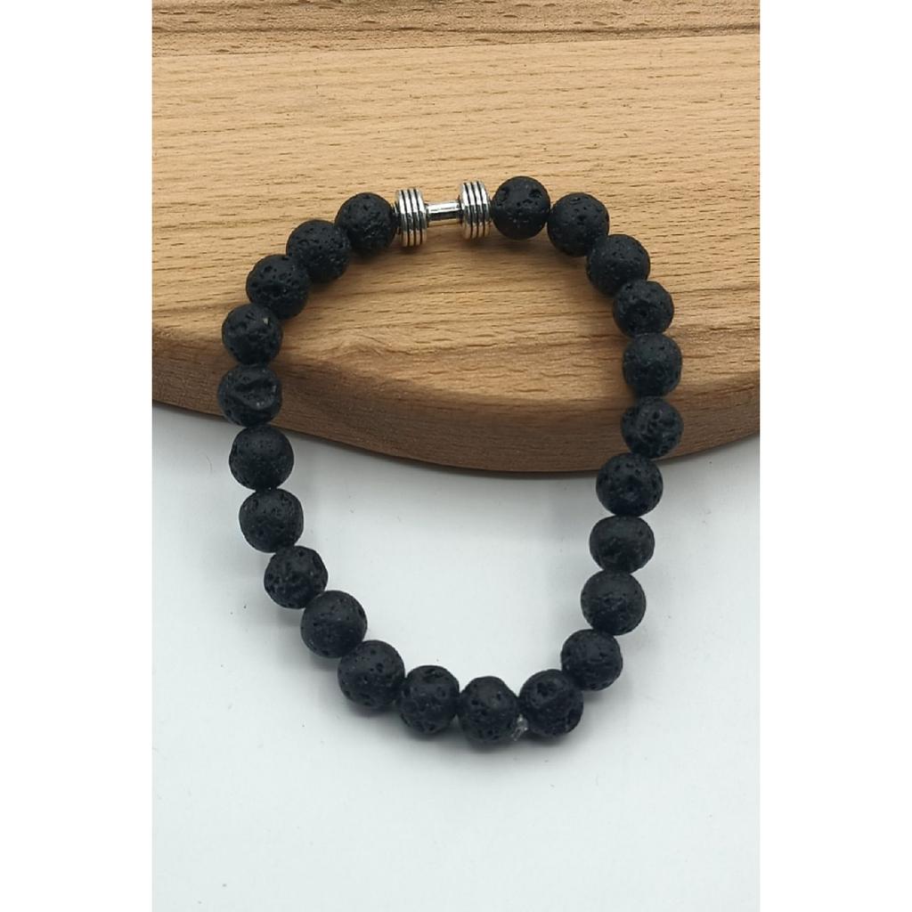 Браслет унисекс из натурального камня лавы для спортсменов с утяжелением гантелей