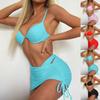 Fashion Women Solid Color Bikini Split Swimsuit Casual Sexy Swimsuit Set
