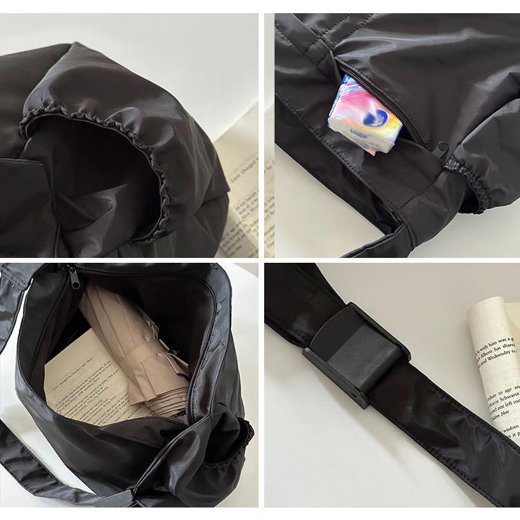 IELGY Waterproof Nylon Cloth Crossbody Dumpling Bag, Simple Sports Wind Large Capacity Casual Shoulder Tote Bag