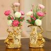 European Style Ceramic Gold Vase Luxury Flower Container Flower Holder Elephant Vase Entrance
