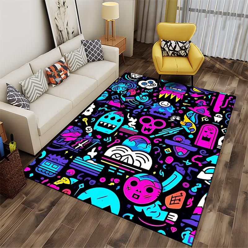 Colorful Abstract Cartoon Pattern suitable as a non-slip mat for the living room or bedroom sofa