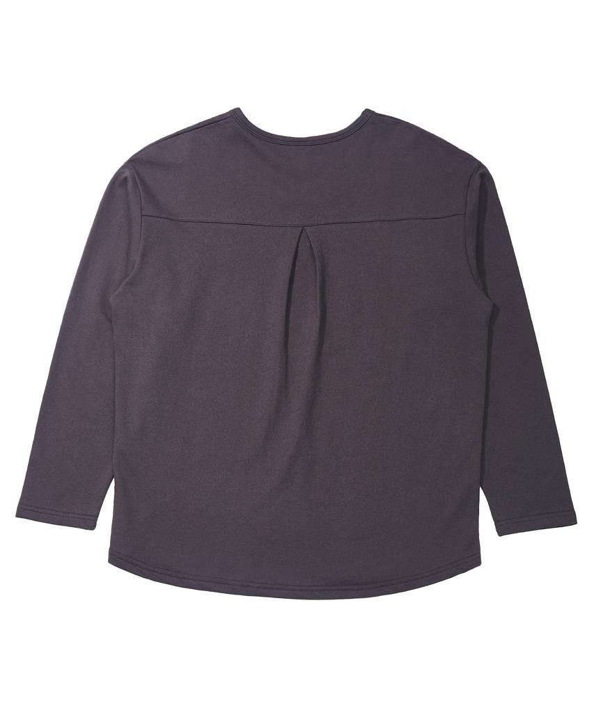A NOTHING Essential Pleat U-Neck Tee (Charcoal)