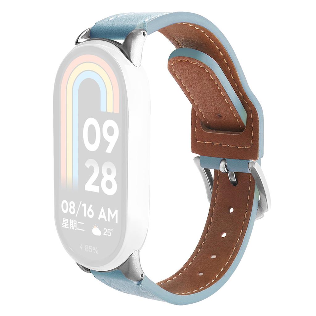 Ремешок для часов Xiaomi Smart Band 9 NFC/9/8 NFC/8 из микрофибры с кожаным ремешком и серебряной пряжкой