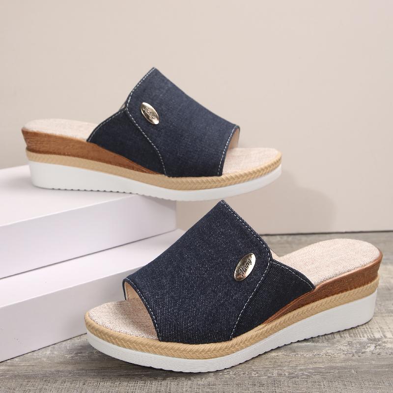 Мода 2024 года, новые женские модные босоножки на платформе, летние простые босоножки-гладиаторы с открытым носком на танкетке, женские нескользящие пляжные туфли на толстой подошве