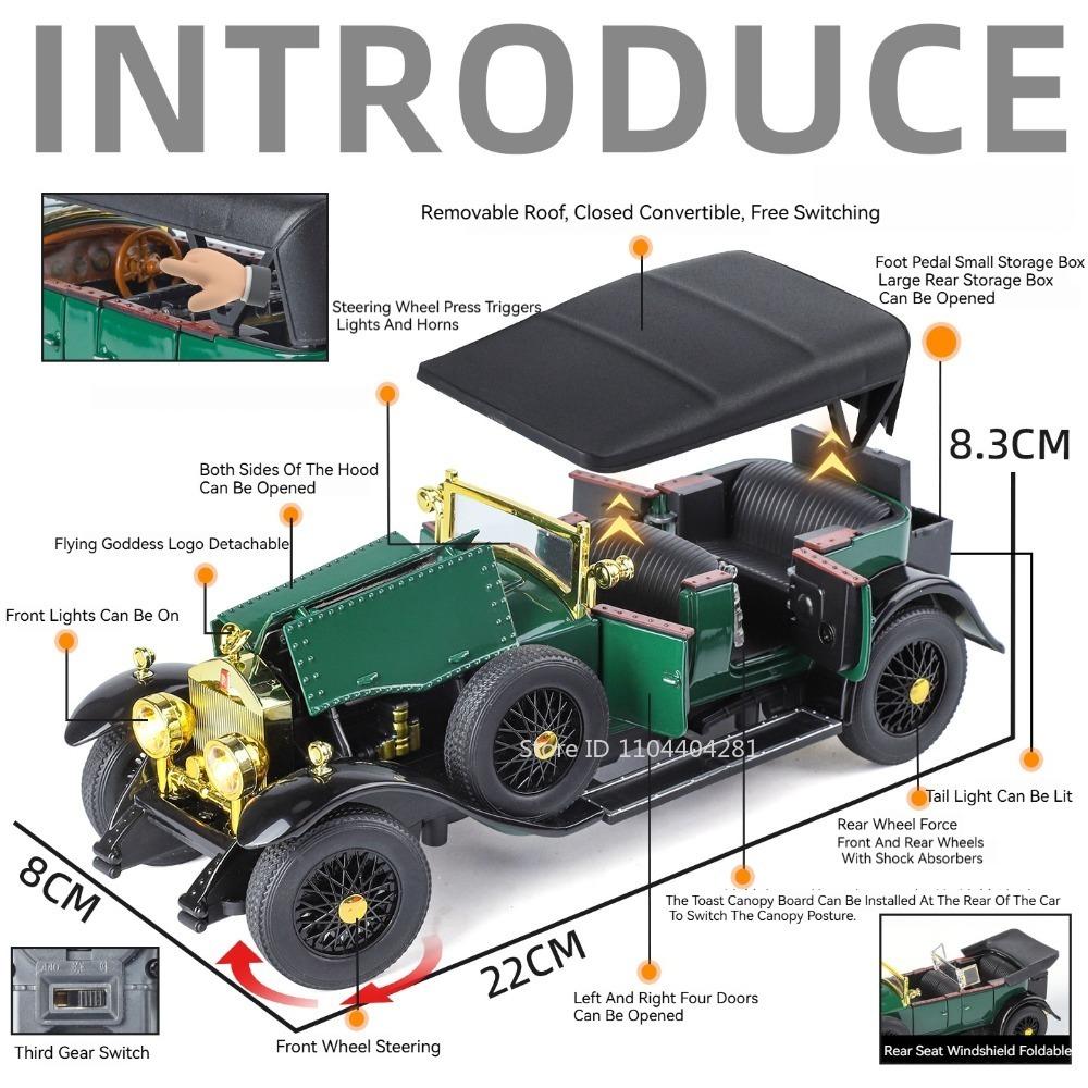 1:24 Shelby Cobra Phantom Miniature Toys Car Diecast Alloy Model Doors Opened Sound Light Pull Back Vehices Kids Christmas Gifts