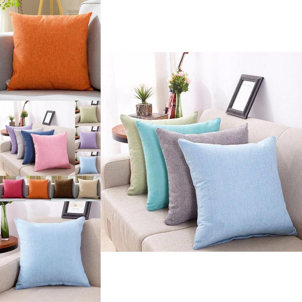 Luxurious Pure Color Cotton Linen Throw Pillow Cover For Home Office Sofa Decor