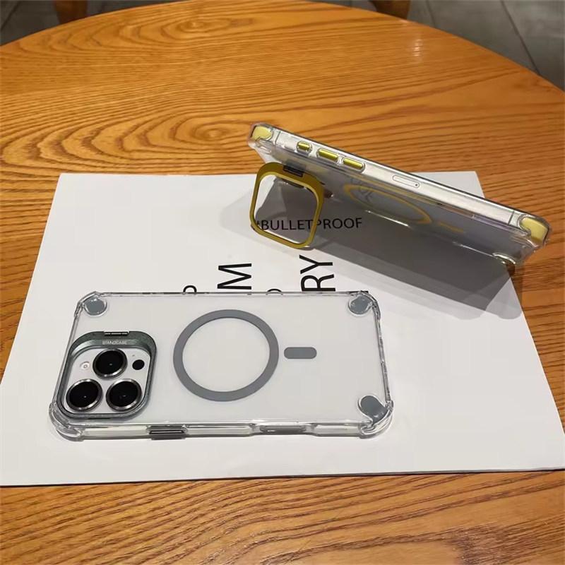 Роскошные магнитные противоударные чехлы для телефона для iPhone17 16 15 14 13 12 Pro Max Plus 11 для Magsafe с защитой линз из стекла, чехол-подставка