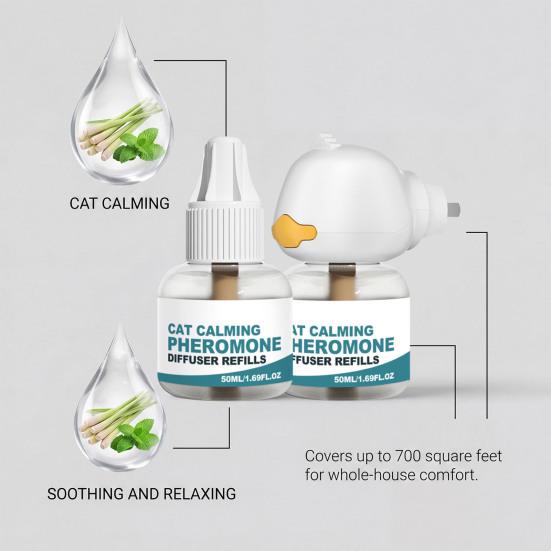 Cat Calming Pheromone Diffuser, 200ml Cat Calming Pheromone Refill, Plug-in Pheromone Diffuser for Cats Kittens Anxiety Stress Fear Behavior Relief
