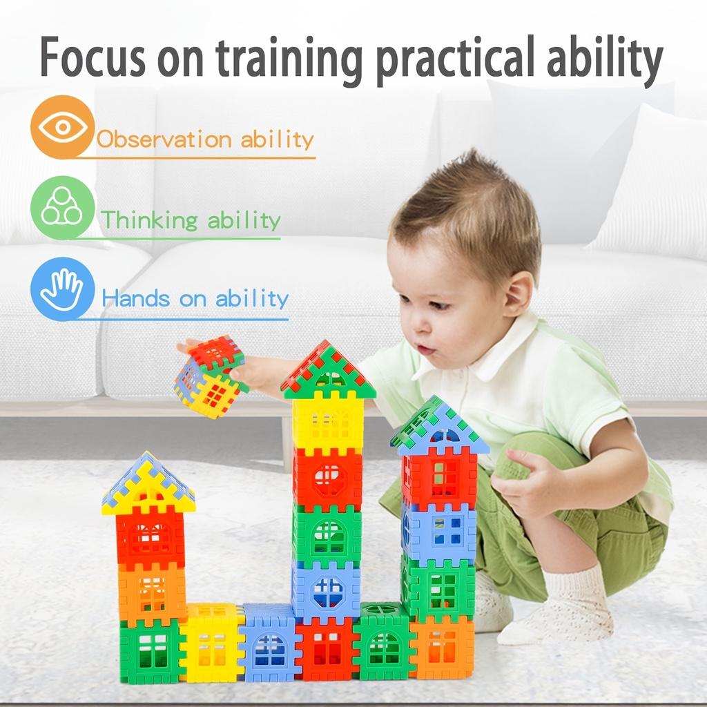 56pcs/set Plastic Square Building Blocks Early Education Digital Five-color Building Blocks DIY Toys For Building A House