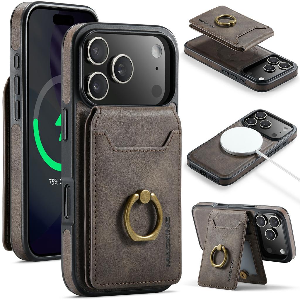 MAGKING K1 Series For iPhone 17 Pro Max Magnetic Case PC+TPU+PU Phone Cover with Card Holder