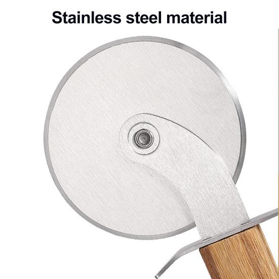 Pizza Cutter Wheel with Wooden Handle Stainless Steel Pizza Cutter Rocker Slicer Sharp Pizza Cutting Tools for Pizza Pie Bread Cheese