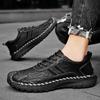 Fashion Men Big Size Leather Shoes Slip On Soft Loafers Non Slip Breathable Driving Flats Spring Walking Office Work Shoe Mocassin Homme