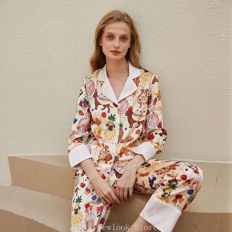 Newlook Модная удобная пижама женская высокого класса Sense Style с лацканами, весенне-летний домашний костюм с длинным рукавом