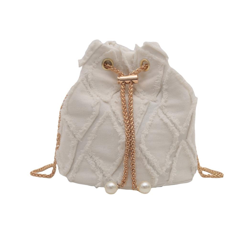 Chain Tassel Denim Crossbody Bag Handbag Cloth Shoulder Bag Elegant Denim Bucket Bag Wedding