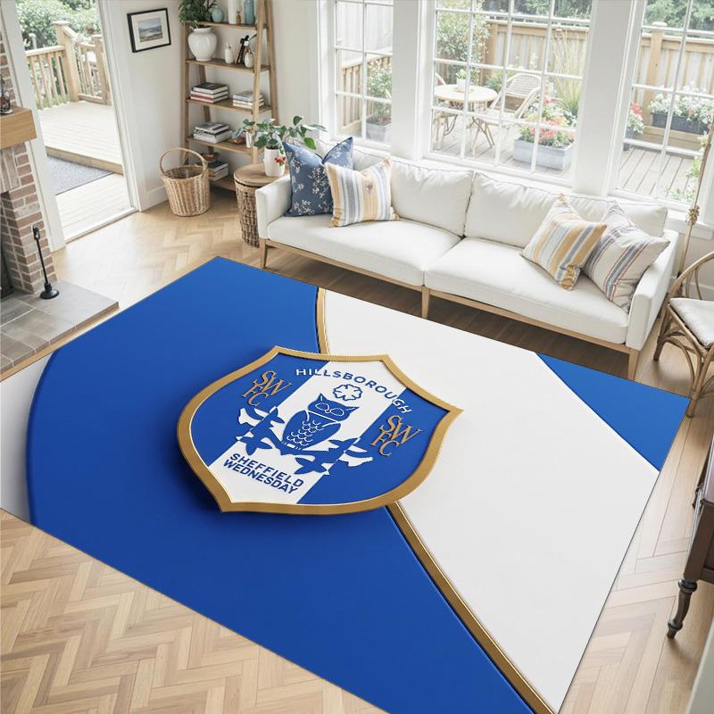 Sheffield Wednesday Football Design Crystal Velvet Carpet Cozy Non?Slip Printed Rug For Bedroom Living Room Entrance
