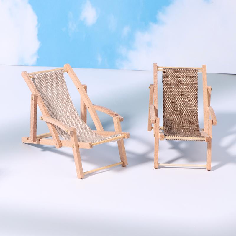 1:12 Dollhouse Miniature Beach Chair Deck Chair Model Living Scene Decor Toy Doll House Accessories