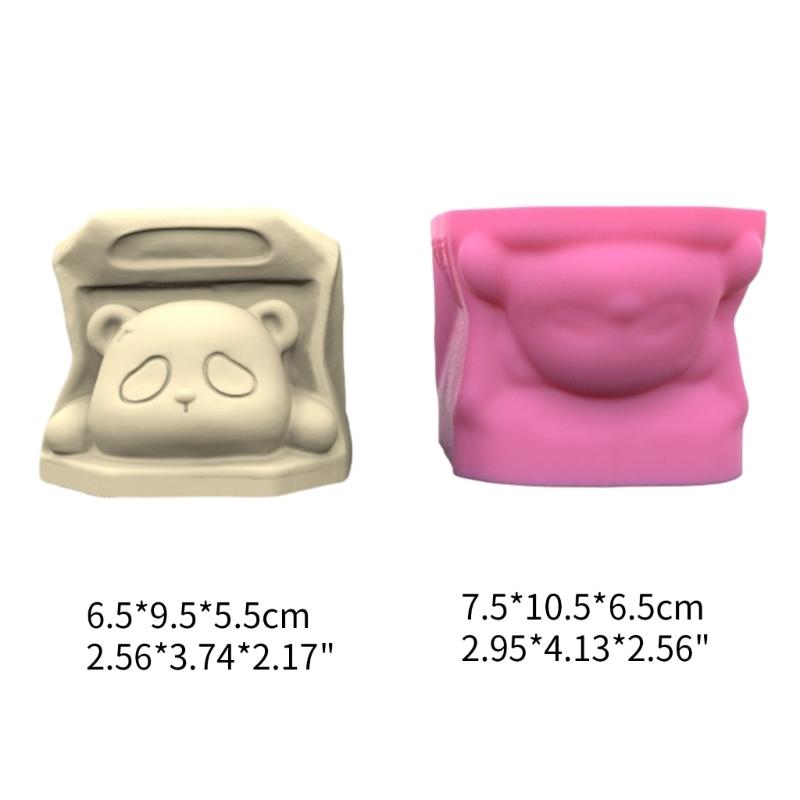 Cute Panda Head Shaped Planter Mold Flowerpots Molds Silicone Concrete Mould Hand-Making Supplies for Flowerpot Crafting