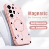Магнитный Чехол Для Magsafe Для Samsung Galaxy S26 Ultra S25 Edge S24 Plus S23 FE S22 A54 A55 A56 5G Mini Мультяшный Принт Сердечки Матовый Чехол