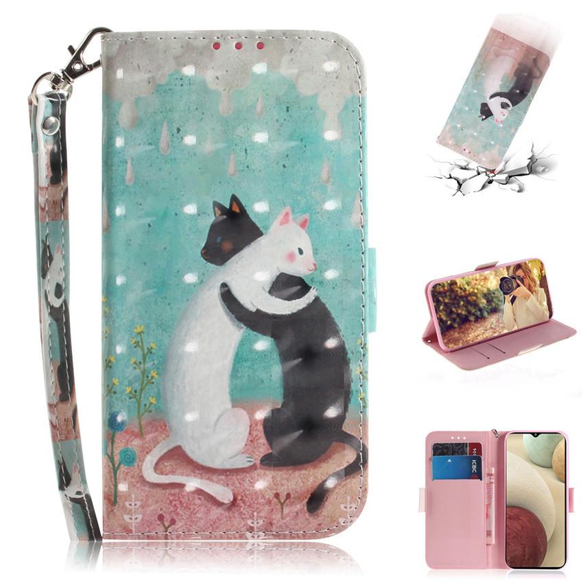 3d Animal Card Slot Wallet Case For Samsung Galaxy A12 5g Panda Dog Cat Tiger Lion Painted Book Flip Leather Phone Cover A12