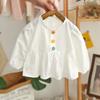 Girls' Blouse Kids Top Long Sleeved White Children's Top