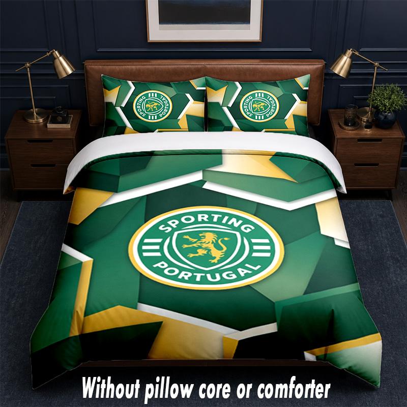 Sporting CP FC Design Bed Bedding Set 1 Duvet Cover + 2 Pillowcases Soft Breathable Household Bed Linens