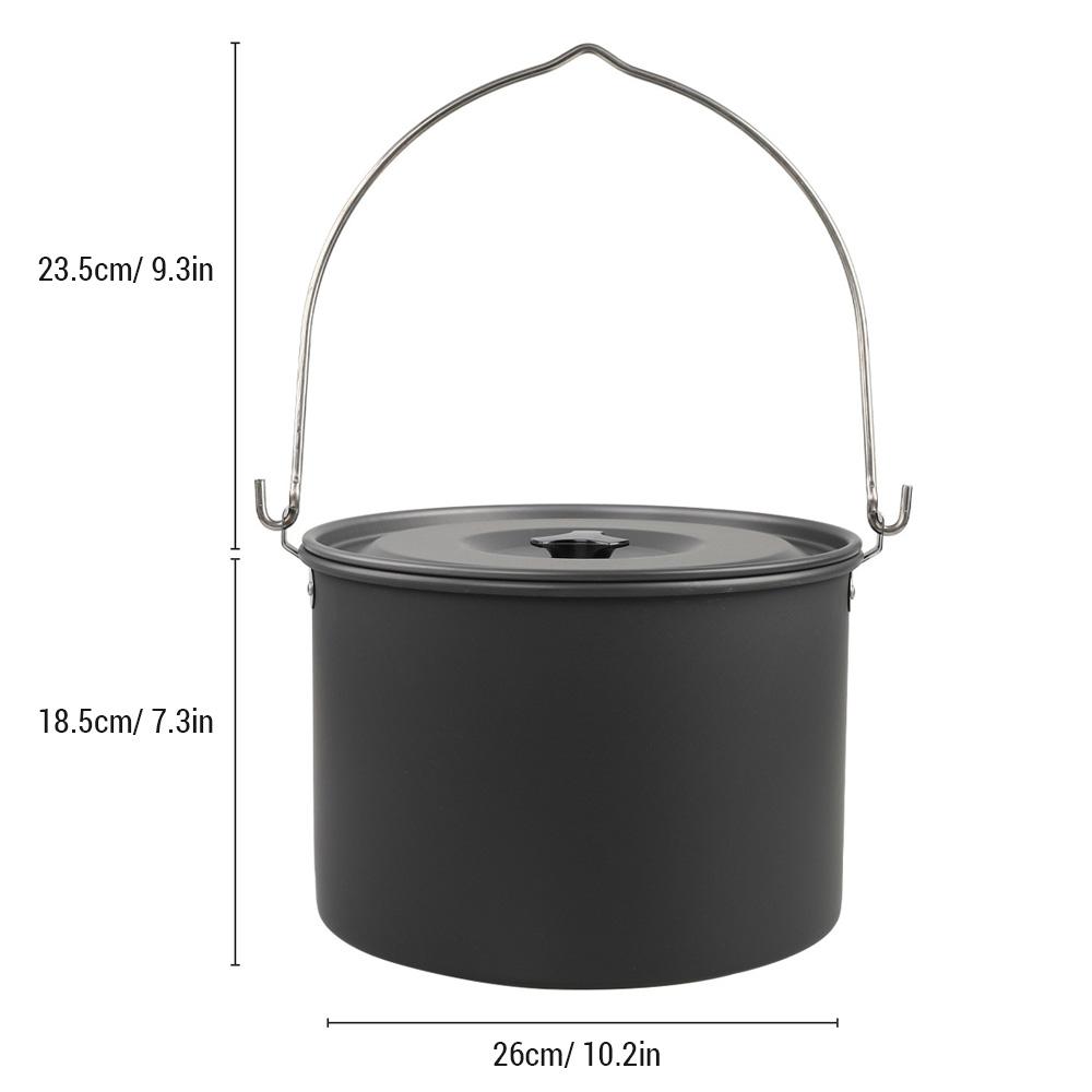 Portable Camping Hanging Pot 8L Cooking Pot Outdoor Cookware for Camping Hiking Fishing