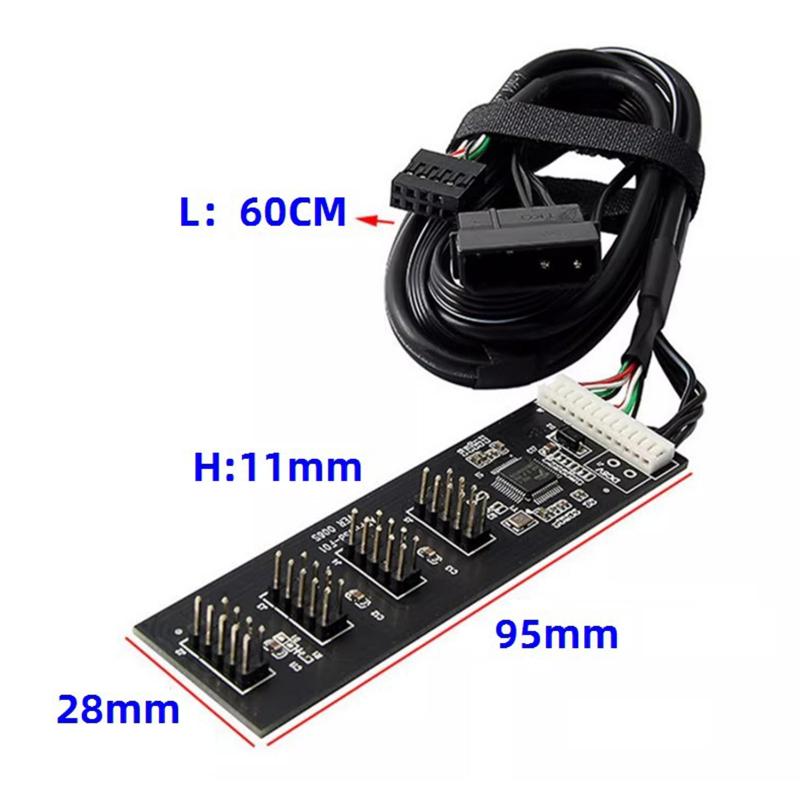USB-адаптер USB-разветвитель 9-контактный на 4x 9-контактный разветвитель на 8-портовый USB 2.0 концентратор Карта-удлинитель с удлинительным кабелем 60 см для настольного компьютера