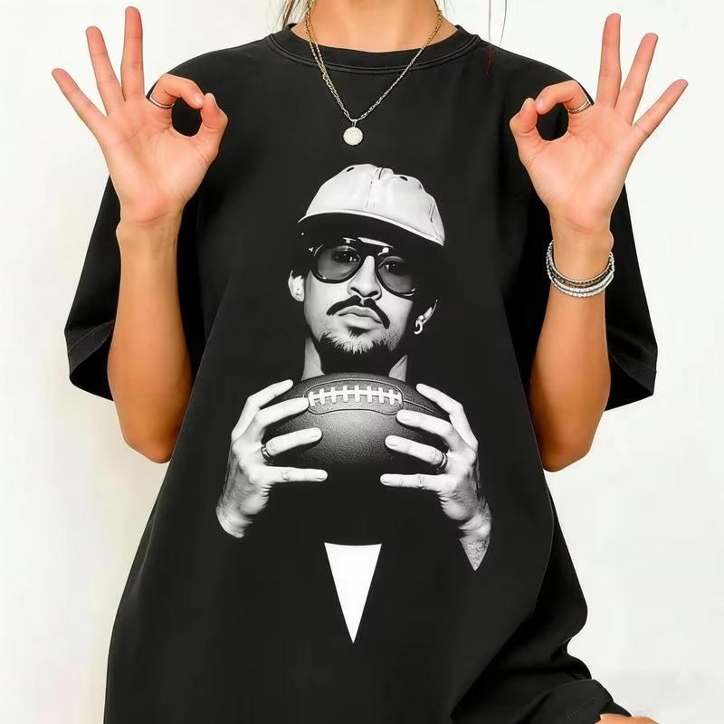 Bad Bunny Super Bowl Rugby Graphic Cotton Unisex Shirt Summer New Oneck Unisexs Yk Retro Short Sleeve Tshirt Fan Gift