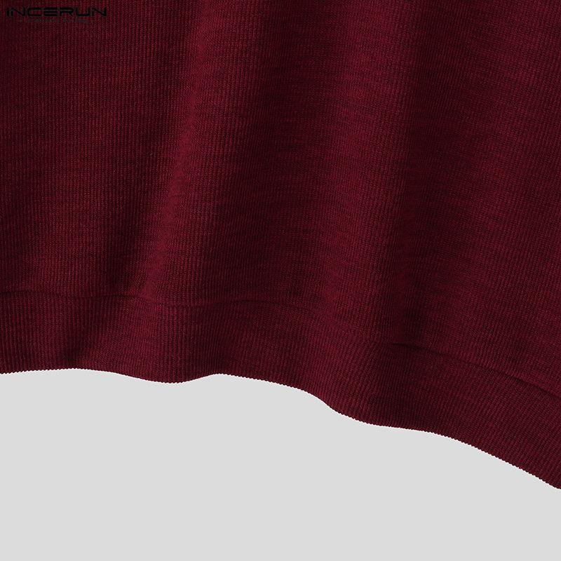 INCERUN Весенние мужские пуловеры с высоким воротником, длинным рукавом, на молнии, текстурной рельефной вязки