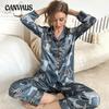Женские тонкие брюки с длинными рукавами больших размеров, новый пижамный комплект с принтом