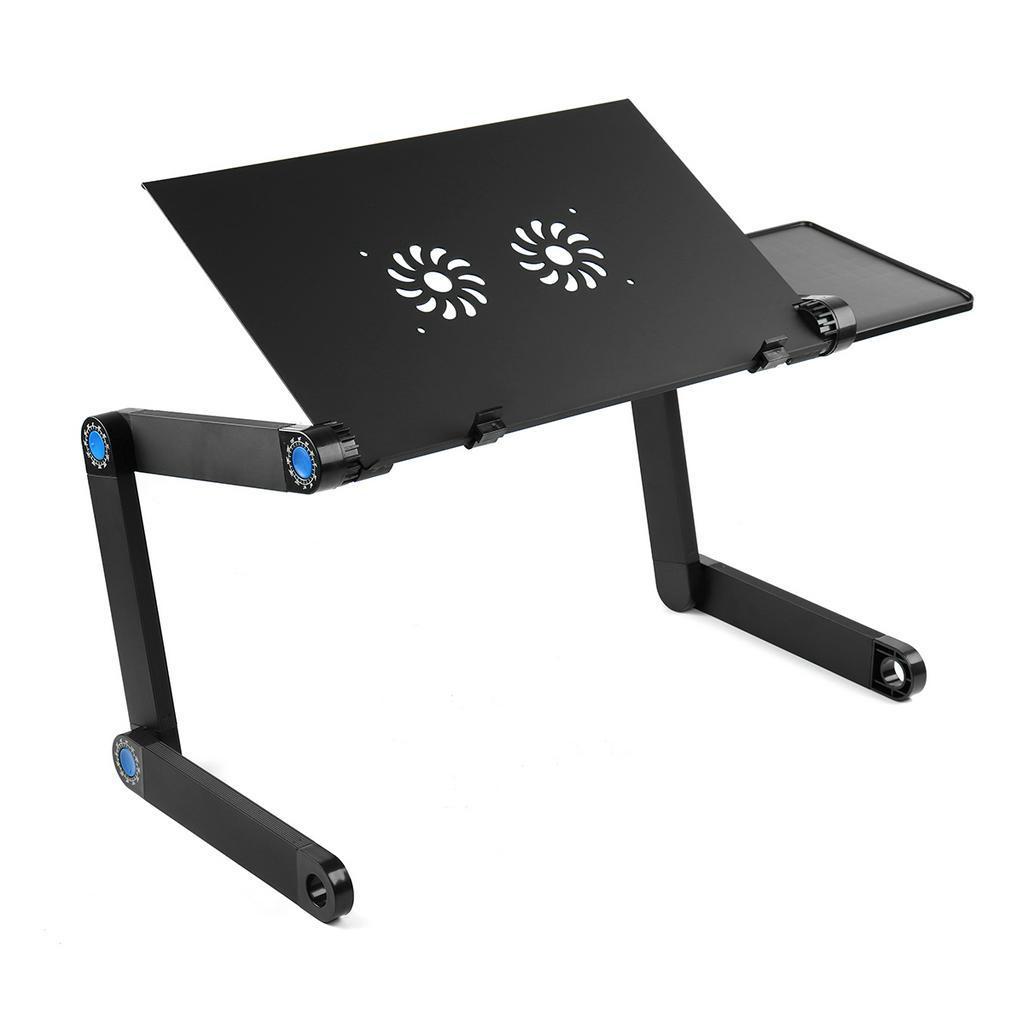 Портативная складная подставка для ноутбука, регулируемая настольная компьютерная прикроватная тумбочка для дивана-кровати, черная мебель 53x26x4 см