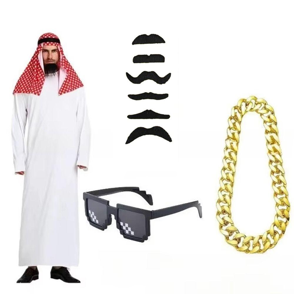 Cosplay Arabic Costume Red Headscarf Halloween Costumes Dubai Style Stage Dress  Birthday Party