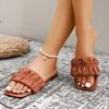Fashion Summer Slippers for Women Flip Flops Flats New Pleated Korean Slippers Women Sandals Green Slip On Shoes Plus Size 35-43