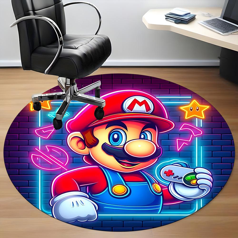 1 шт. Круглый ковер для игровой зоны Mario, комнатный коврик, подходящий для офиса, спальни, гостиной, домашнего декора, декора комнаты, Offic a0926224