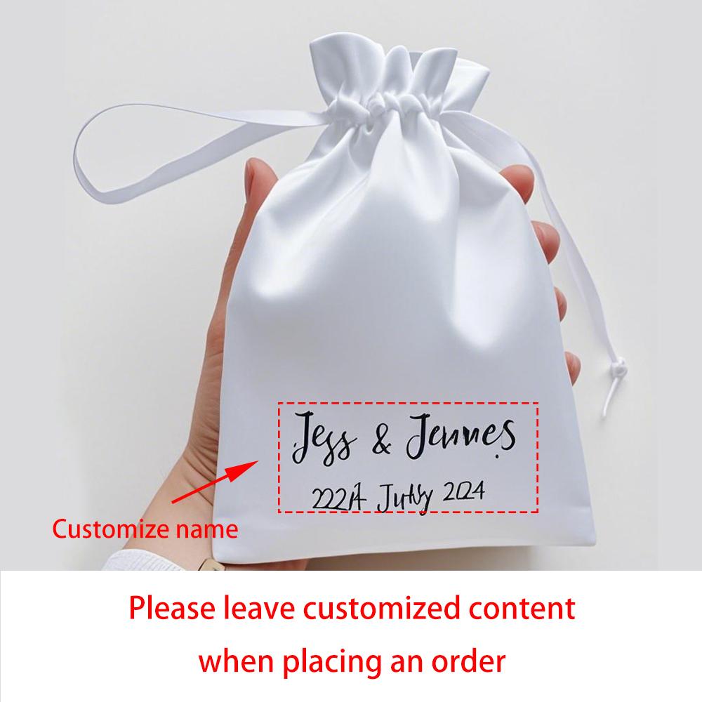 Personalised 5Pcs Satin Drawstring Pocket Goodie Candy Bag Honeymoon Sand Wedding Gift Honeymoon Present Bride To Be Gift