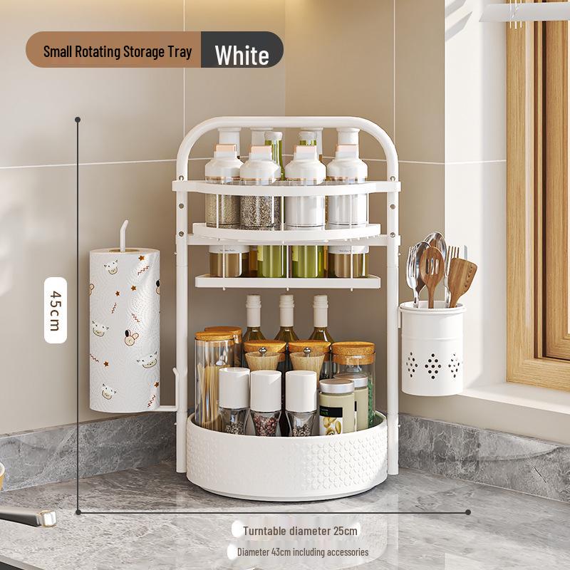 Rotating Kitchen Spice Rack with Jars for BBQ and Countertop Storage