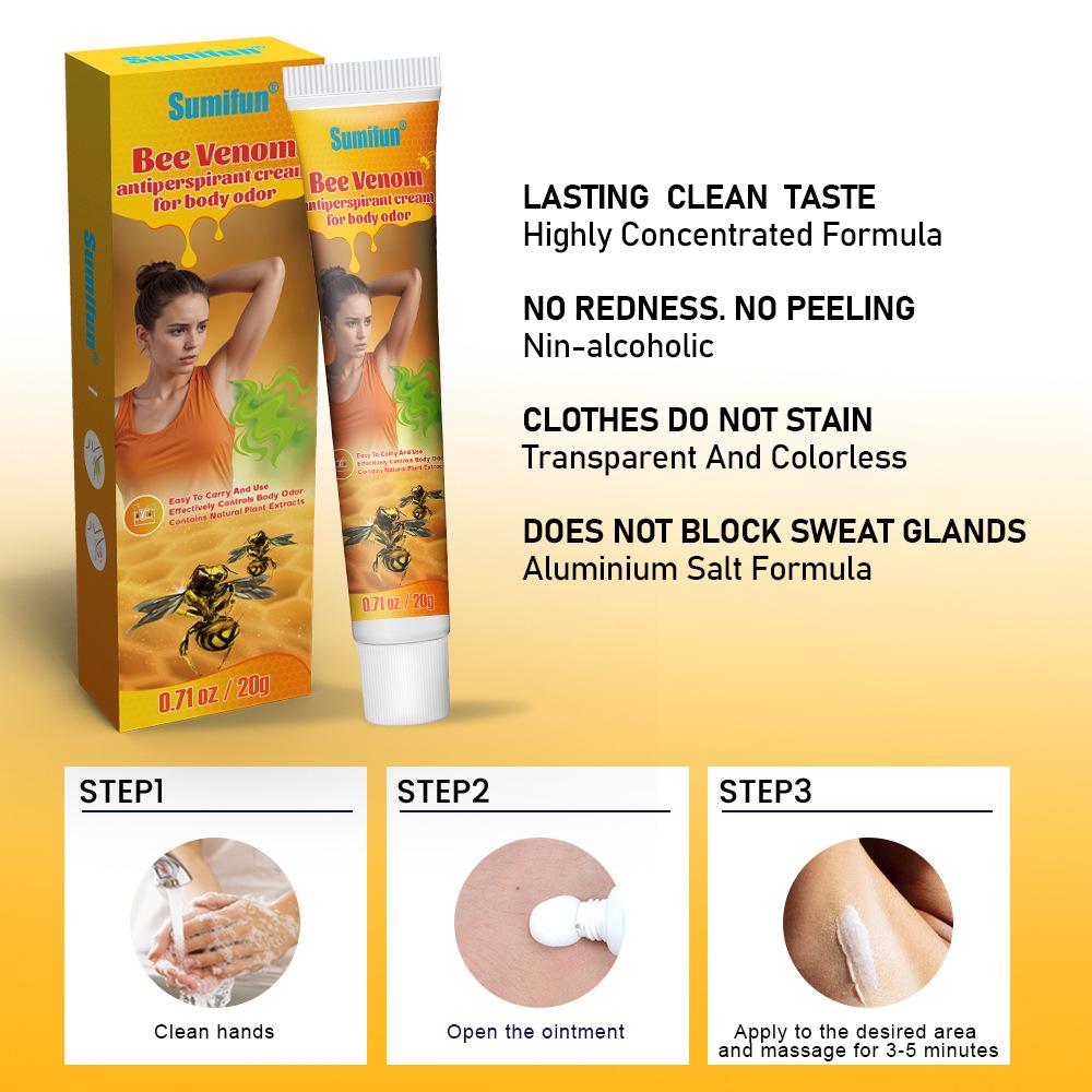 Sumifun Bee Venom Deodorant Cream for Underarm Odor and Sweat 20g