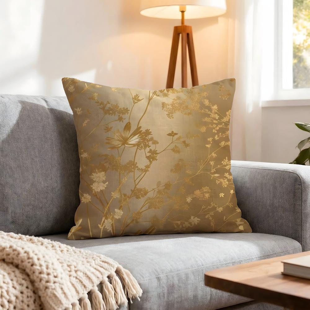 Golden Light Luxury Lines Cushion Cover 1Pcs Decorative Covers Soft Cushion Case For Sofa Couch Decor 40X40 45X45 Pillowcases
