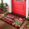 Entrance Floor MatGingerbread Man Winter Scene Door Carpet Snowflake Cookie Pine Decor Rug Indoor and Outdoor Front Porch