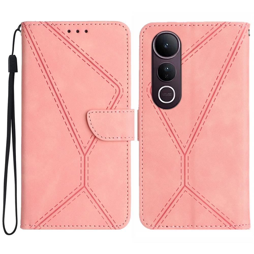 For Vivo V50 Lite 5G Case Skin Touch Lines Imprinted PU Leather Flip Phone Cover