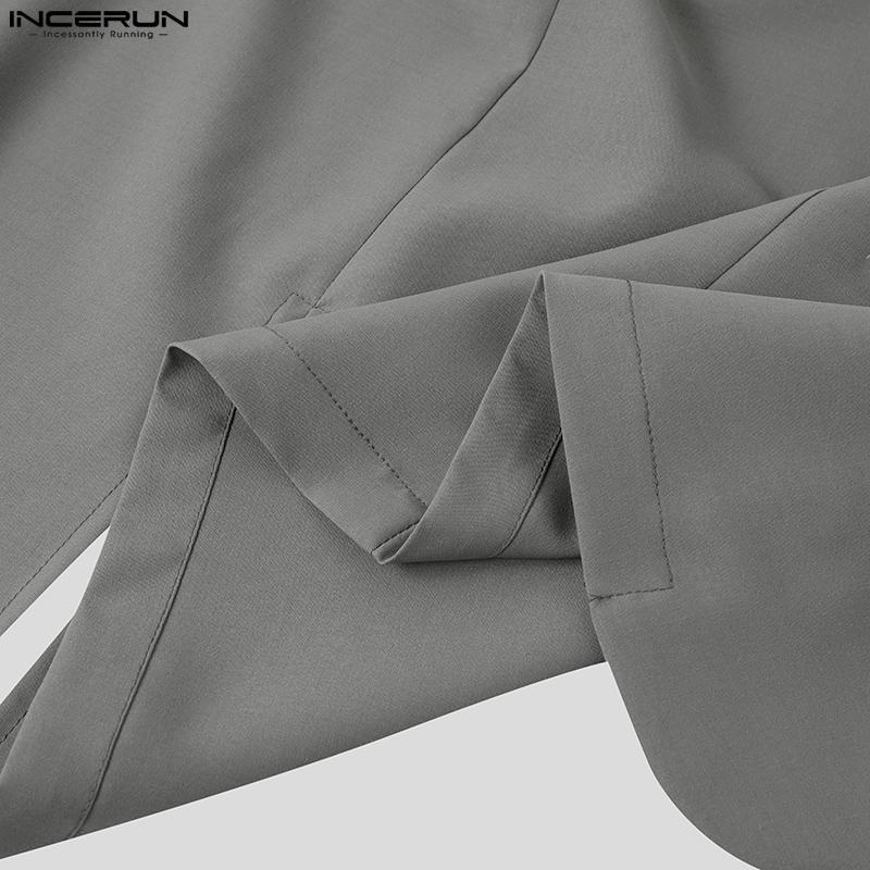 INCERUN Мужской простой пиджак с короткими рукавами без воротника, пиджак